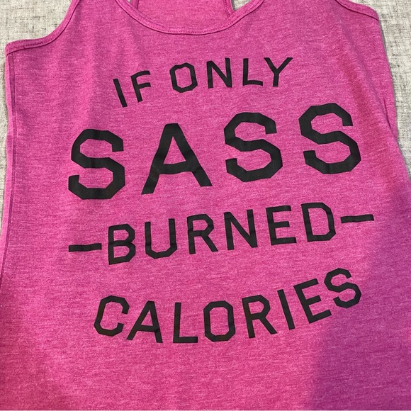 Instant Message Sass/Calories Purple/Black Racerback Tank Top Size Small - Picture 4 of 6